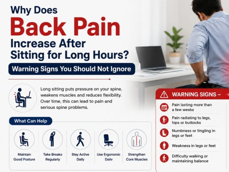 Back pain after sitting for long hours and warning signs of spine problems