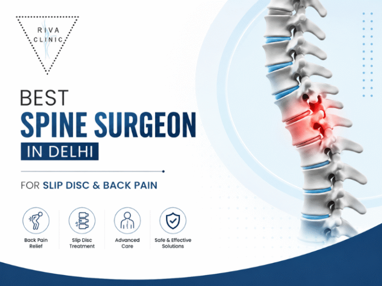 Best Spine Surgeon in Delhi for Slip Disc & Back Pain – Signs You Shouldn’t Ignore | Riva Clinic Dr. Tarush Rustagi, Best Spine Surgeon in Delhi, consulting a patient for slip disc and back pain treatment at Riva Clinic